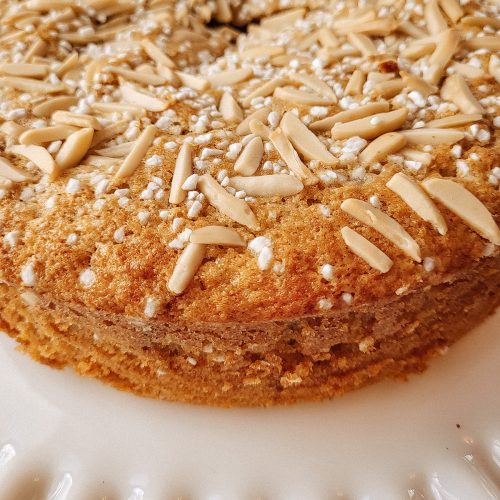 Close up of Scandinavian spiced milk cake