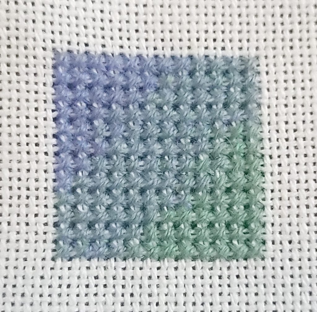 Blue to green blended threads