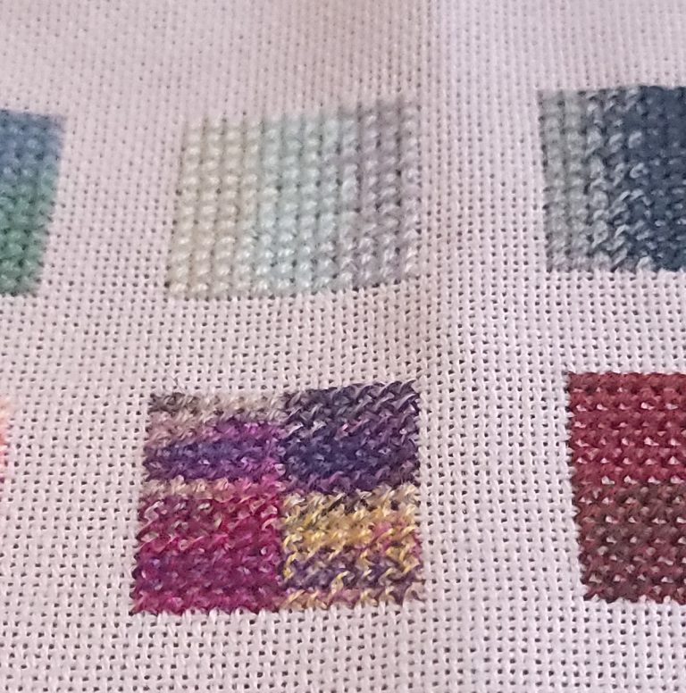 Stitched sample squares